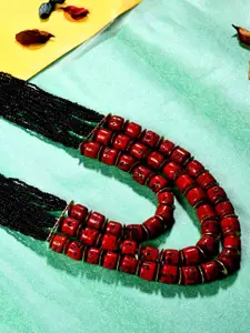 Bamboo Tree Jewels Black & Red Handcrafted Necklace