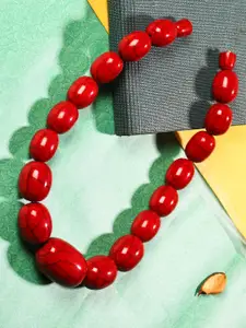 Bamboo Tree Jewels Red & Black Handcrafted Necklace