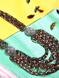 Bamboo Tree Jewels Brown & Blue Handcrafted Necklace