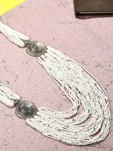 Bamboo Tree Jewels White & Silver-Toned Necklace