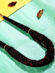Bamboo Tree Jewels Black & Red Handcrafted Necklace
