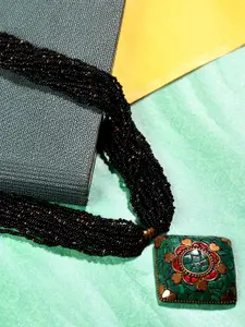 Bamboo Tree Jewels Green & Red Handcrafted Necklace