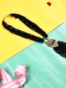 Bamboo Tree Jewels Black & Gold-Toned Handcrafted Necklace