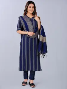 ASPORA Blue & White Pure Cotton Unstitched Dress Material