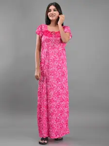 Apratim Pink Printed Maxi Nightdress