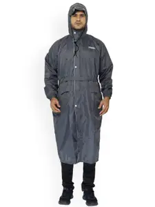 THE CLOWNFISH Men Grey Waterproof Seam Sealed Long Rain Jacket
