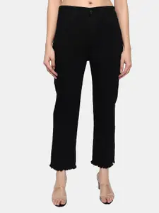 LIVE OK Women Black Boyfriend Fit High-Rise Mildly Distressed Stretchable Jeans