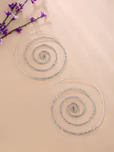 kashwini Silver-Toned Circular Studs Earrings