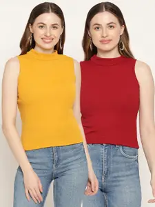 Miaz Lifestyle Pack of 2 Solid Fitted Tops