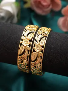 Mali Fionna Set Of 2 Gold-Plated Floral Shaped Bangles