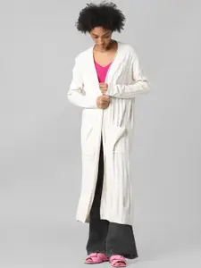 ONLY Women Off White Ribbed Longline