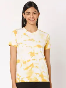 Smarty Pants Women Yellow & white alyssum Tie & Die T-shirt