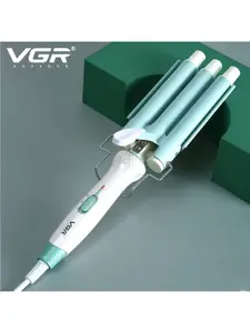 VGR V-595 Professional 3 Barrel Electric Hair Curler with 30 Sec Warm Up - Green & White