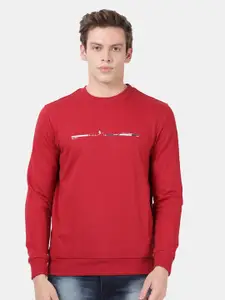 t-base Men Red Printed Sweatshirt