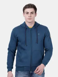 t-base Men Blue Hooded Sweatshirt