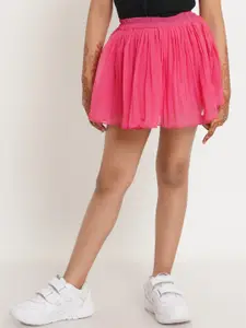 Creative Kids Girls Pink Solid Pleated Mini Skirt