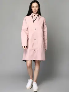 THE CLOWNFISH Women Pink Waterproof Double Layer Long Rain Jacket