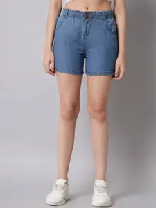 Q-rious Women Blue Slim Fit Denim Shorts