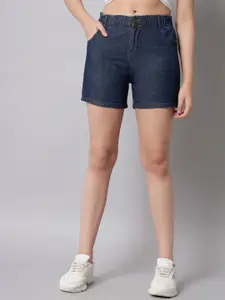 Q-rious Women Blue Washed Slim Fit Denim Shorts