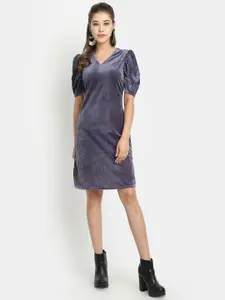 Golden Kite Grey Velvet Sheath Dress