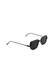 GARTH Men Black Lens & Black Rectangle Sunglasses with UV Protected Lens