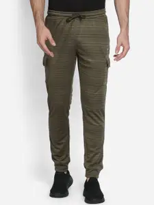 Wildcraft Men Olive Grey Striped Pure Cotton Joggers