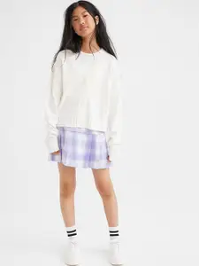 H&M Girls Purple Pleated Twill Skirt