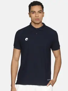 Omtex Men Navy Blue Polo Collar T-shirt