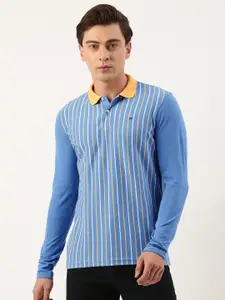 Peter England Men Polo Collar Striped T-shirt