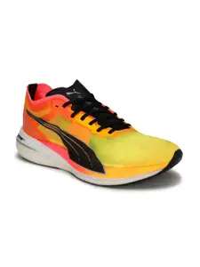 Puma Men Orange Deviate Nitro Elite Fireglow Textile Running Shoes
