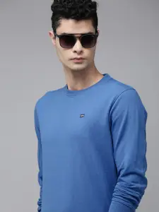 Arrow Men Blue Solid Pullover Sweatshirt