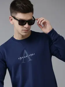 Arrow Men Navy Blue Brand Logo Print Sweatshirt