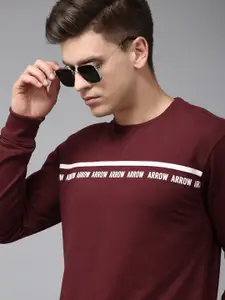 Arrow Men Brand Logo Printed Round-Neck Pullover Sweatshirt
