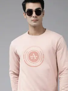 Arrow Men Light Pink Brand Logo Print Sweatshirt