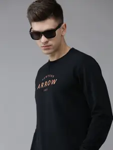 Arrow Men Black Brand Logo Print Sweatshirt