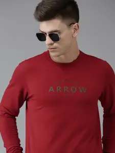 Arrow Men Red Brand Logo Print Sweatshirt