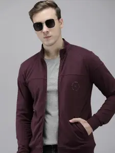 Arrow Mock Collar Solid Long Sleeves Front-Open Sweatshirt