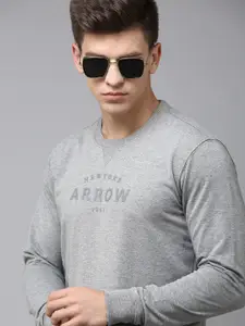 Arrow Men Brand Logo Applique Round-Neck Pullover Sweatshirt