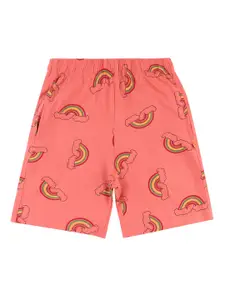 PROTEENS Girls Peach-Coloured Printed Shorts