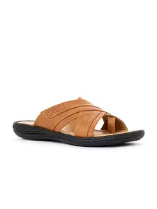 Khadims Men Tan & Black Comfort Sandals