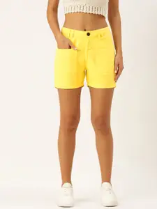 Bene Kleed Women Yellow Pure Cotton Shorts