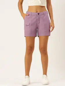 Bene Kleed Women Mauve Regular Fit Pure Cotton Shorts