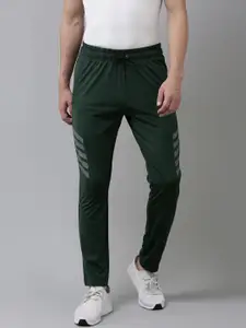 Van Heusen Flex Men Green Striped Slim Fit Mid-Rise Outdoor Sports Track Pants