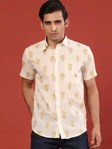 Tistabene Men White Comfort Printed Casual short sleeve Shirt