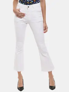 V-Mart Women White Mid Rise Boot Cut Jeans