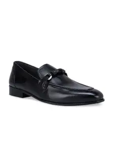 ROSSO BRUNELLO Men Black Solid Formal Slip-On Shoes