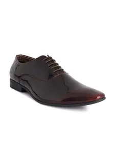 Style Shoes Men Maroon Solid Formal Derby Shoes