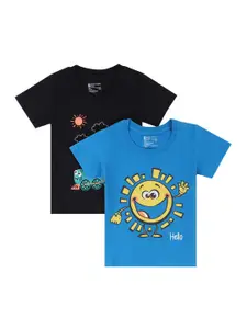 Bodycare Kids Kids-Boys Black and Blue 2 Printed Raw Edge T-shirt
