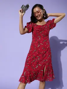 Miss Chase Multicoloured Floral Georgette Dress