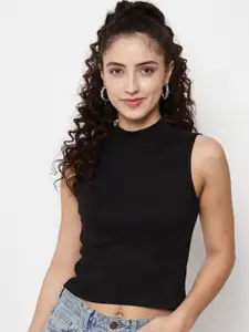 Q-rious Black knitted Crop Top